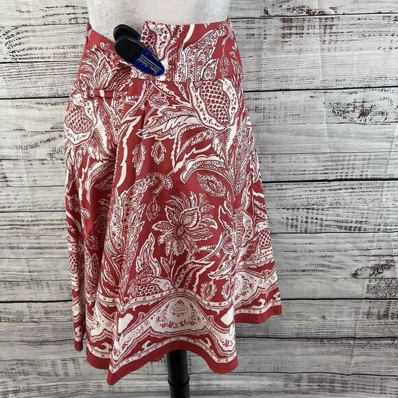 Talbots Skirt size 8 Petite Salmon Pink Paisley Knee A Line Modest Church Casual - Picture 8 of 9